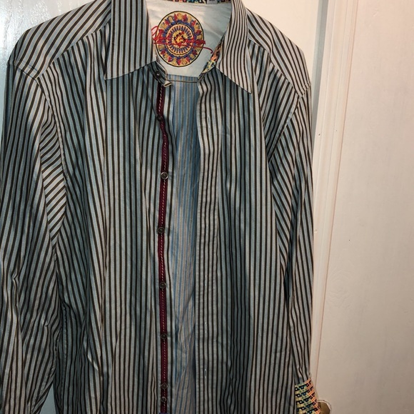 ROBERT GRAHAM Limited Edition Shirt Light Blue With Black & Yellow Stripes - Picture 11 of 11